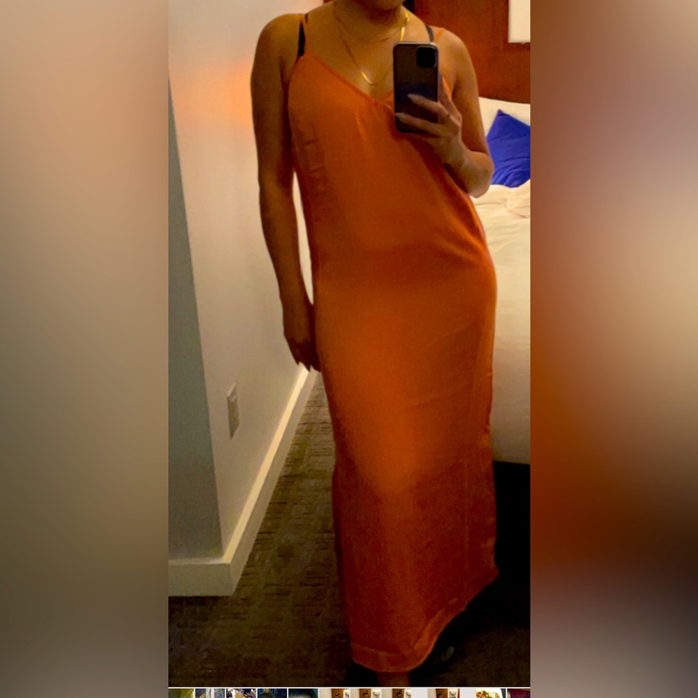TARGET Orange Satin Maxi Slip Dress